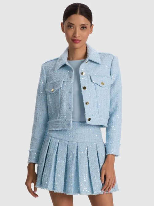 Chloe Tweed Jacket In Carolina Blue
