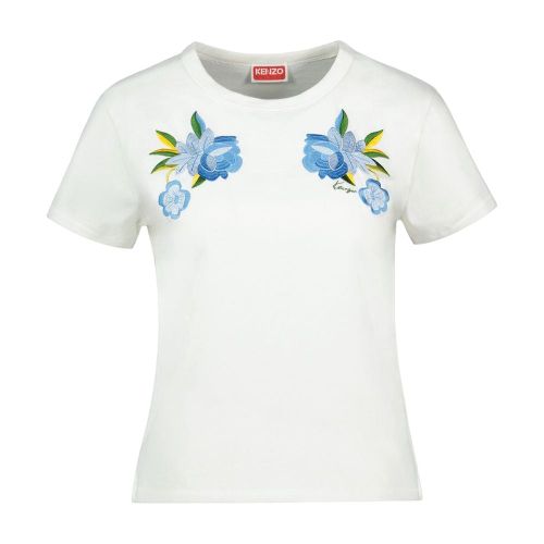 Wildflower-Embroidered T-Shirt — White