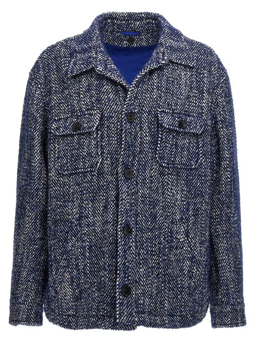 Chevron Wool Blend Jacket — Blue