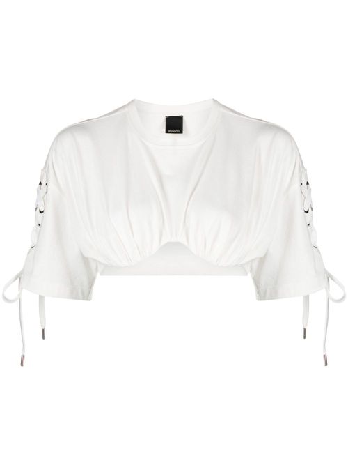 Lace-up cropped T-shirt - White