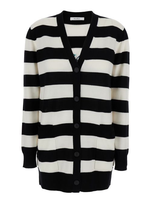 Striped Virgin Wool Cardigan — Multicolor