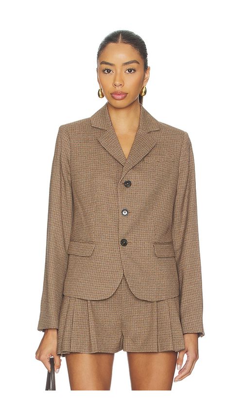 FRAME Plaid Riding Blazer in Brown. - 10 also