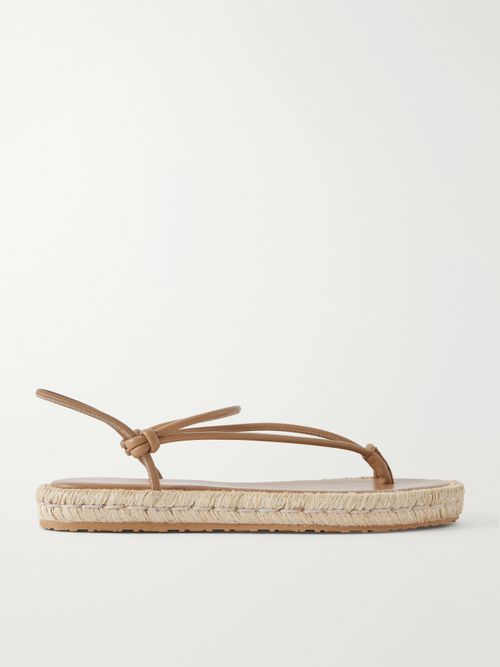 Leather Espadrille Sandals - Camel