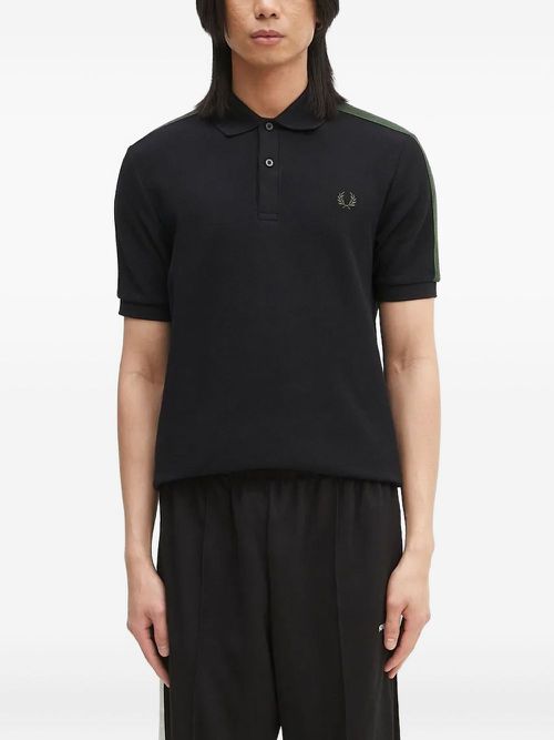 Embroidered-logo polo shirt - Black