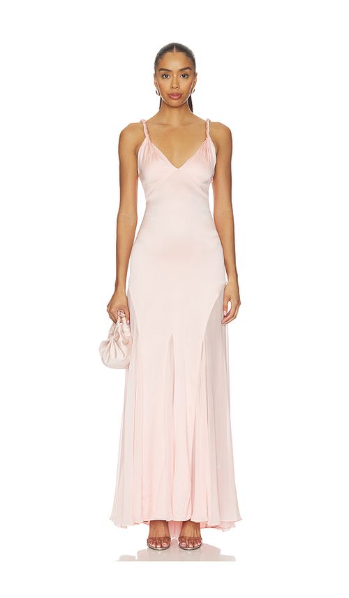 Alice + Olivia Andrina Twist Strap Flare Maxi Dress With Sheer Godets in Pink. 0. Also , 4, 6, 8