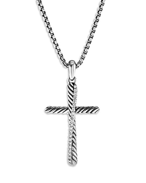 Sterling Silver Amulets Diamond Draped Cross Pendant
