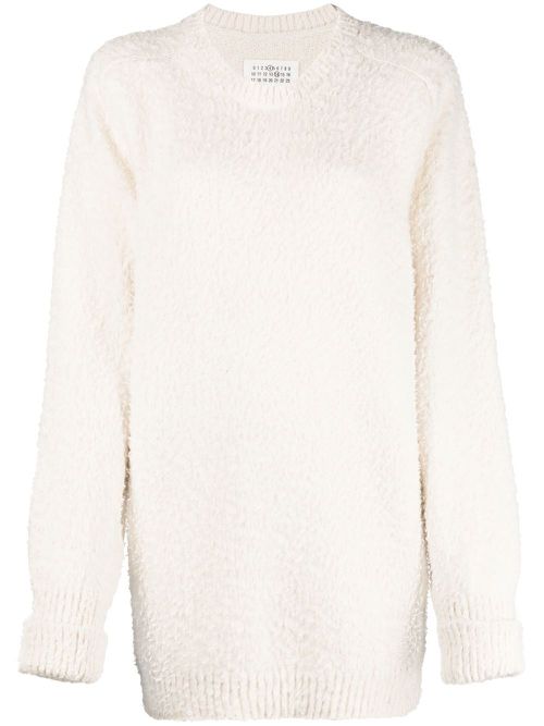 Crew-neck brushed jumper - White