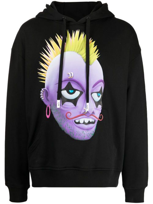 Moe graphic-print hoodie - Black
