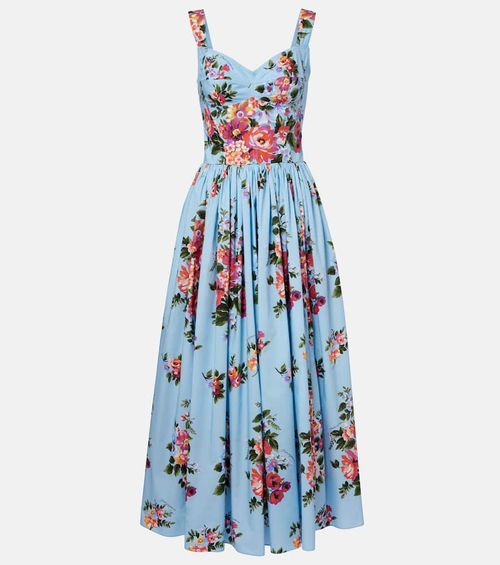 Floral cotton bustier dress