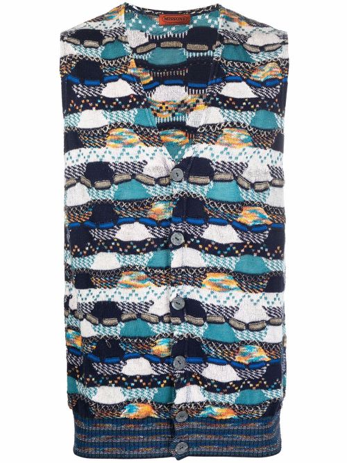 2000s abstract-knit waistcoat - White