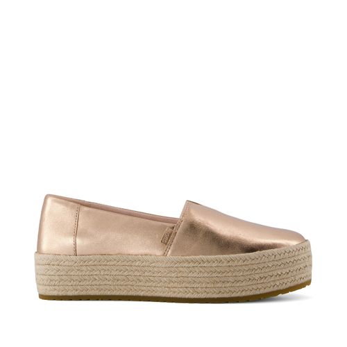 Women's Valencia Rose Gold Metallic Nappa Leather Platform Espadrille Slip On