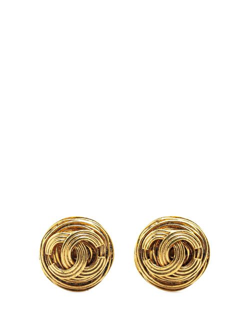 1994 Gold Plated CC Clip On costume earrings