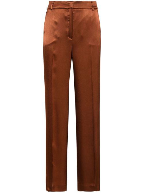 Straight-leg satin trousers - Brown