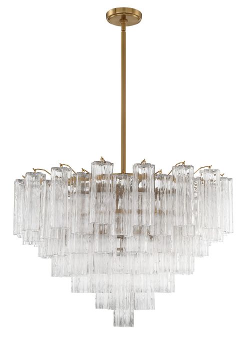 Aged Brass 16 Light Chandelier from the Addis Collection