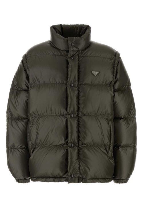 Recycled Polyamide Quilted Down Jacket — Green
