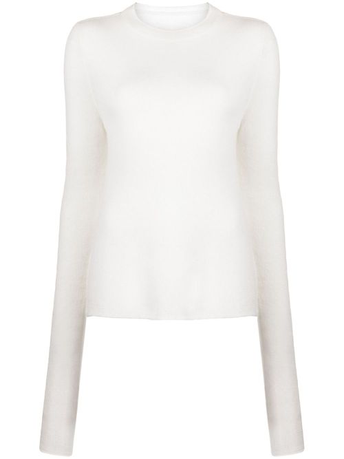 Semi-sheer fine-knit jumper - White