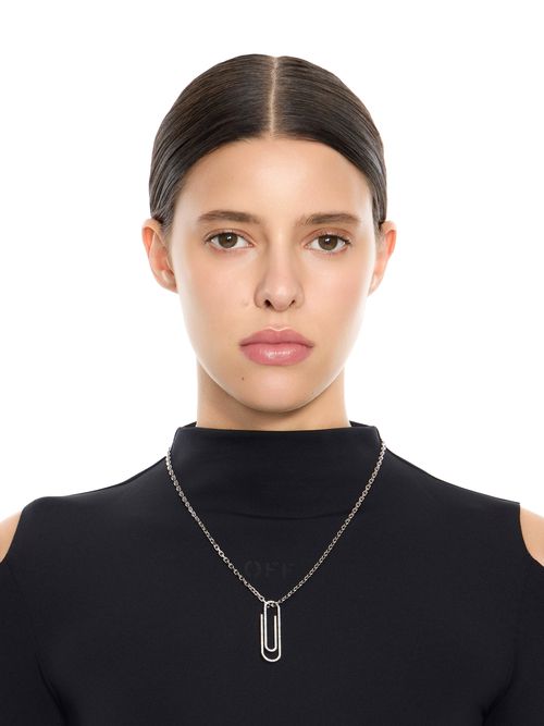 Paperclip Strass Necklace - Female  Silver