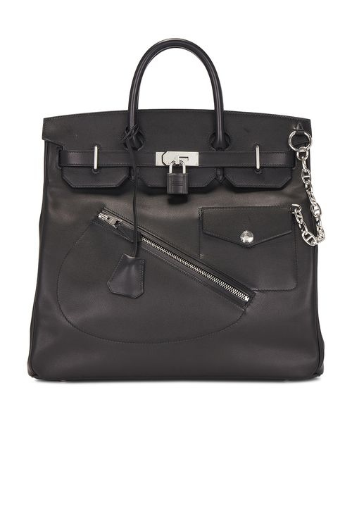 Hermes Hermes Limited Edition Evergrain Haut A Courroies Rock Birkin 40 Handbag in Noir - Black. a