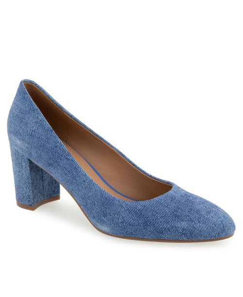 Women's Ebel Round Toe Pump Heels - Blue Jean Denim Suede