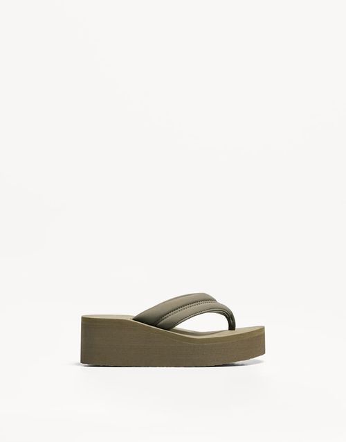 Quilted platform sandals in khaki - KHAKI-Green
