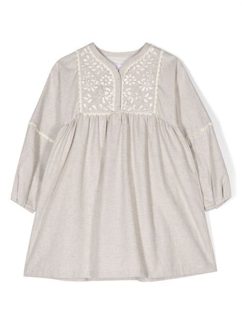 Embroidered cotton dress - Neutrals