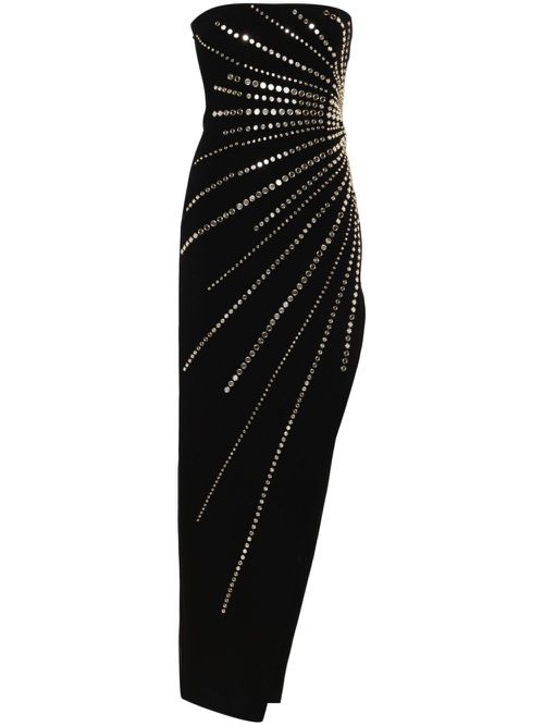 Mirrored-studs asymmetric maxi dress - Black