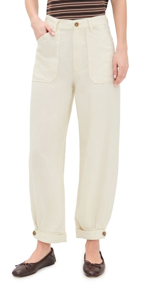 Taylor Relaxed Barrel High Rise Ankle Trousers Flax Linen