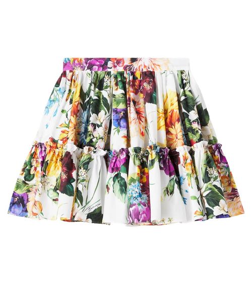 Floral cotton poplin skirt
