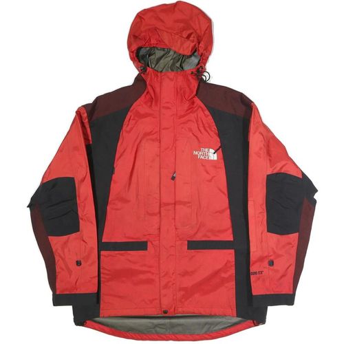 THE NORTH FACE Mens Red & Black Outdoor Jacket L Polyester Zip Hooded
