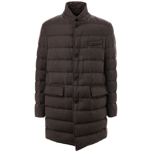 Wool-Blend Padded Down Jacket — Brown