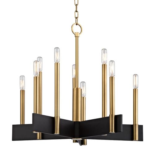 Abrams 10-Light Chandelier in Aged Bra