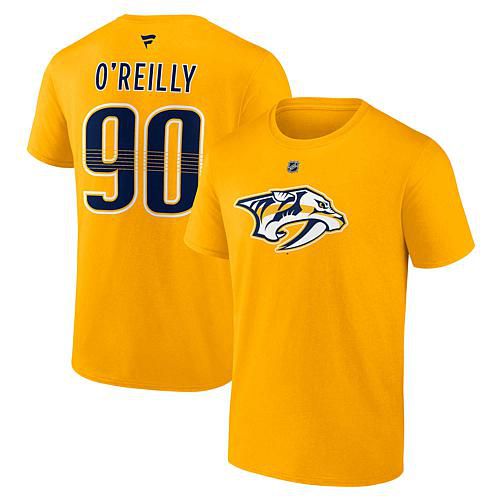 Men's Fanatics Ryan O'Reilly Gold Nashville Predators Authentic Stack Name & Number T-Shirt - Size Medium