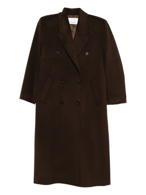 Wool Double-Breasted Coat — Brown
