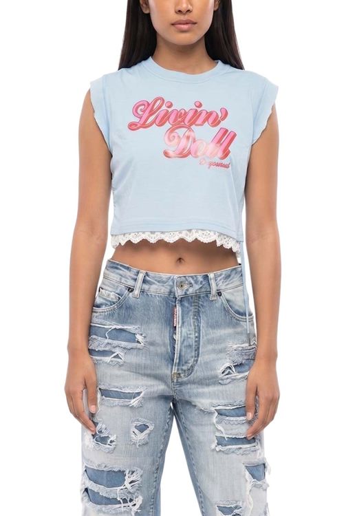 Sky Blue Graphic Crew Neck T-Shirt