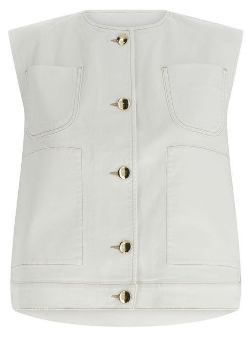 Denim And Knit Vest