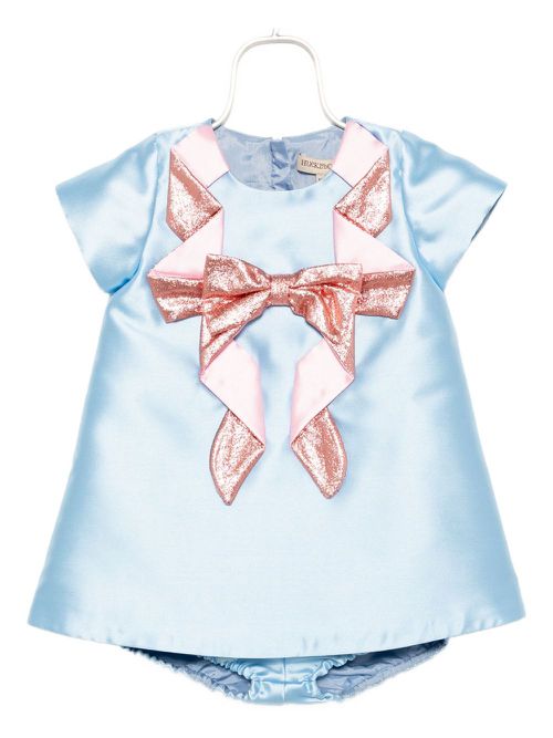 Origami bow shift dress and bloomers - Blue