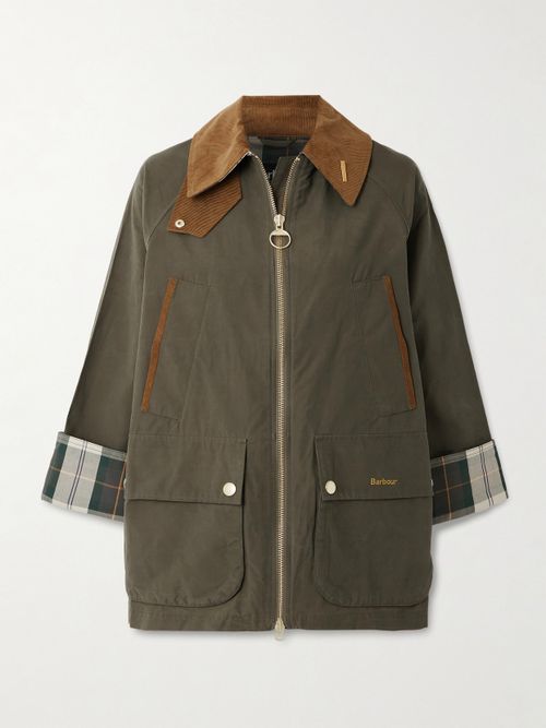 Icons Bedale Corduroy-trimmed Waxed Cotton-blend Jacket - Green