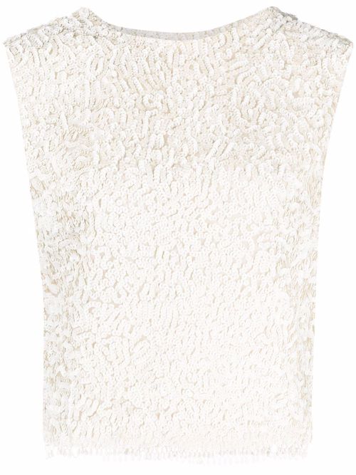 1960s sequinned sleeveless top - White