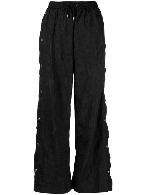 Volley crinkled-finish wide-leg trousers - Black