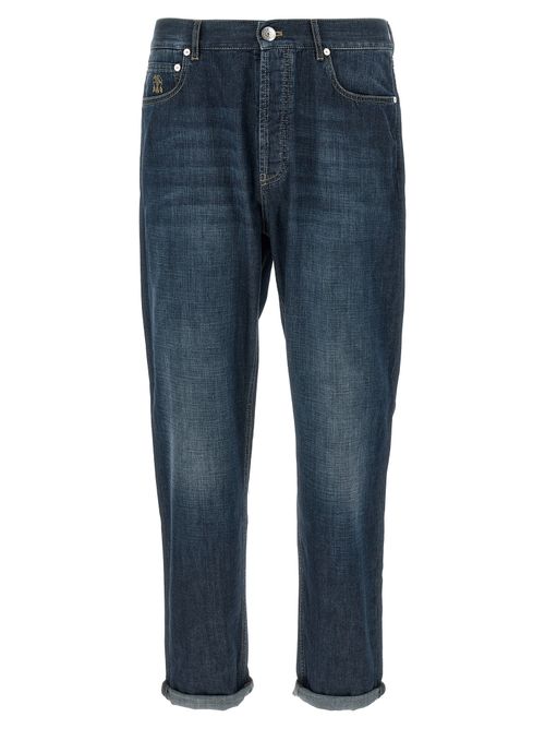 Straight-Leg Denim Jeans — Blue