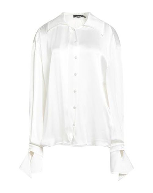 Woman Shirt White Size 8 Acetate, Silk