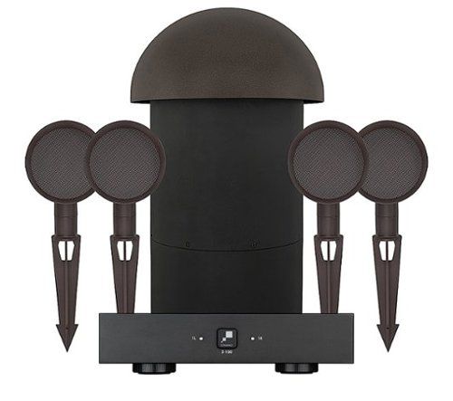 PATIO4.1 W/ 2-100 AMP - Patio Series 4.1-Ch. Outdoor Speaker System with 2-Ch. Amplifier (Each) - Brown/Black