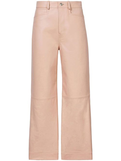 Cropped leather trousers - Pink
