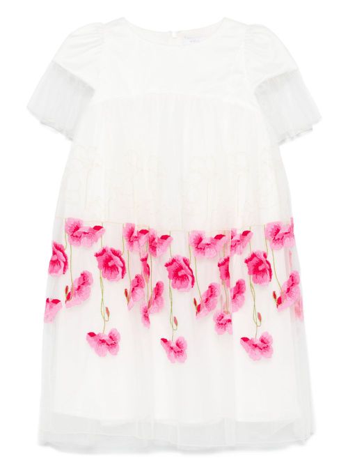 Floral-embroidered dress - White