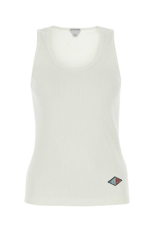 White Stretch Cotton Tank Top