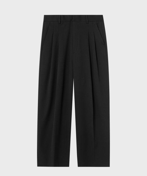 Double pin tuck wide slacks_BLACK