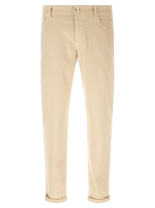 Stretch Cotton Canvas Trousers — Beige