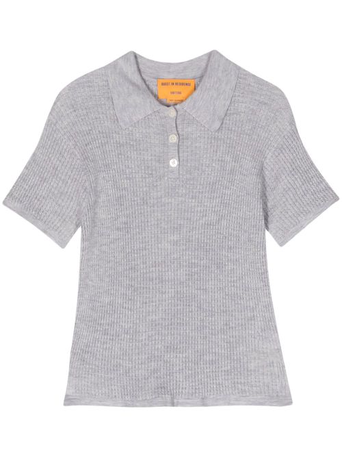 Shrunken cashmere polo top - Grey