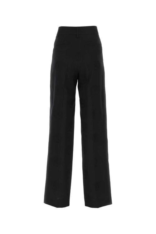 Black Wool Blend Wide-leg Pant