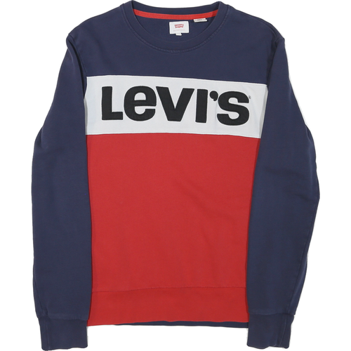 LEVI'S Mens Navy & Red Sweatshirt Crew Neck S Cotton Blend Logo